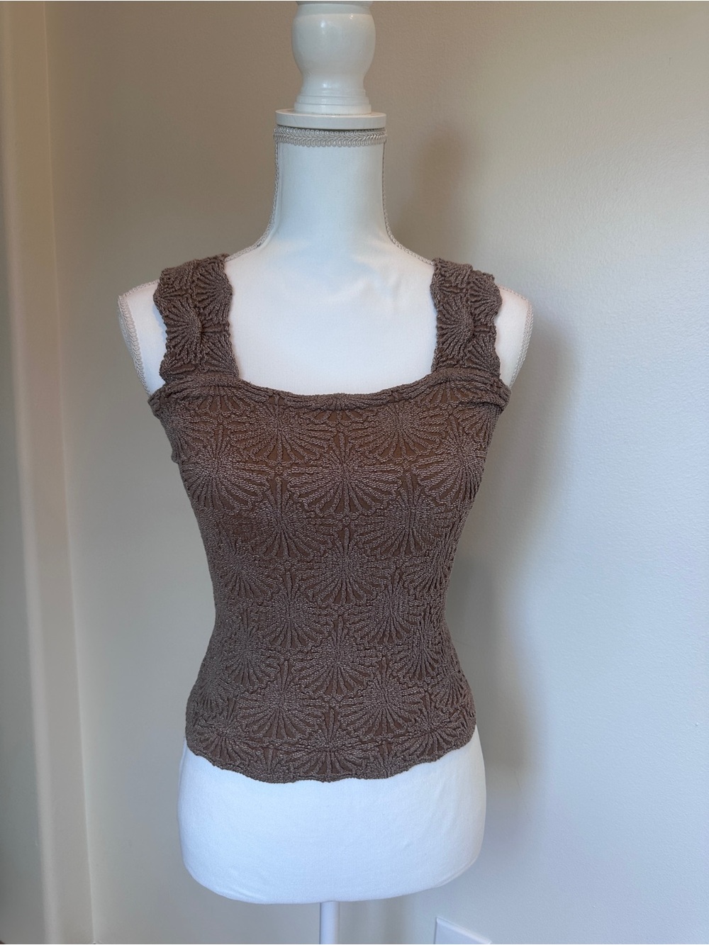 Free People Intimately Textured Square Neck Tank – Tan – Size M
